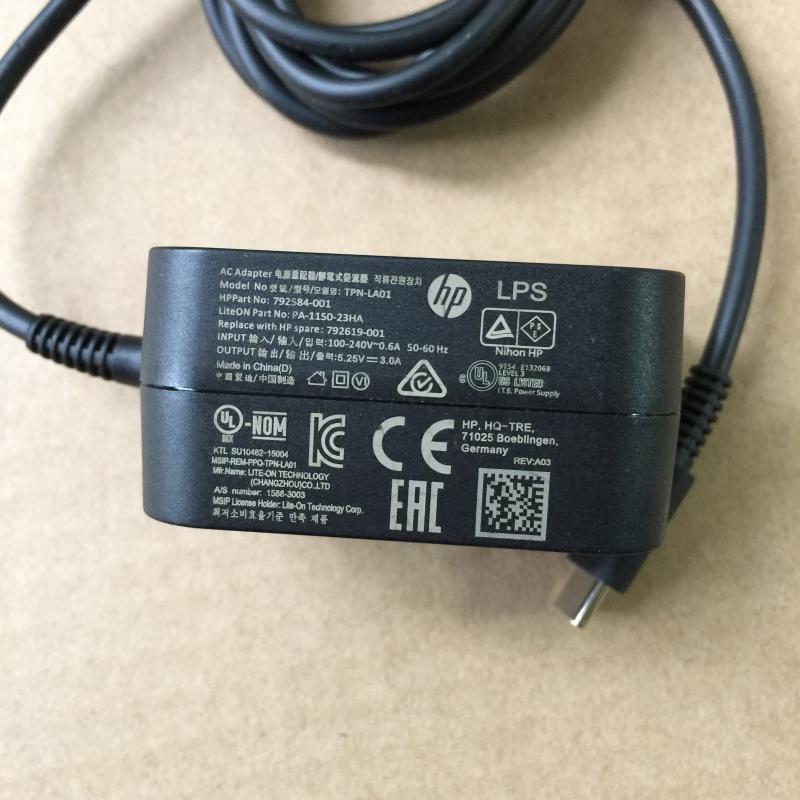 New HP 5.25V 3A PA-1150-23HA TPN-LA01 792584-001 Laptop AC Power Adapter TYPE-C POWER CHARGER for HP X2 210 G1 - Click Image to Close